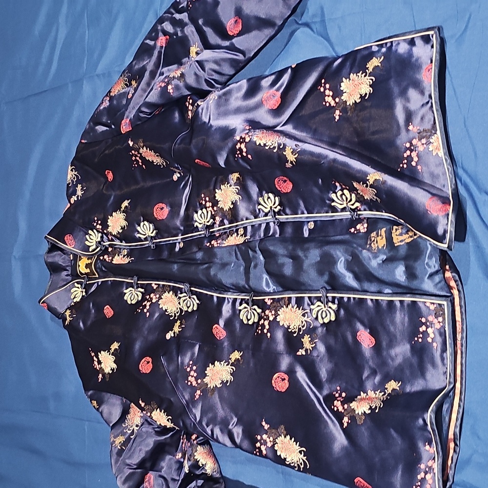 Vintage Elegant Satin Floral Embroidered GOLDEN CAMEL SHANGHI CHINA Jacket - Picture 7 of 10